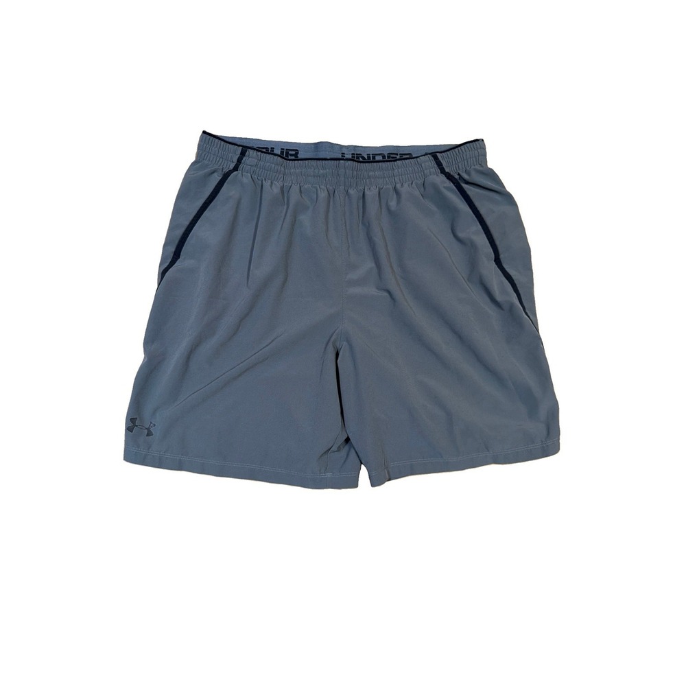 Under Armour Heat Gear Men's Stretch Short Gray Black Athletic Sz 2XL XXL